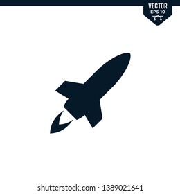 Rocket icon collection in glyph style, solid color vector