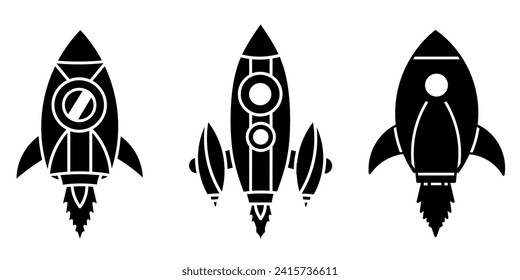 Icono de cohete. Ilustración vectorial de colección de iconos para el negocio. Diseño de iconos negros.