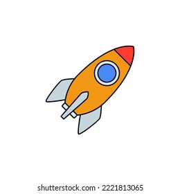 Rocket icon in color, isolated on white background 