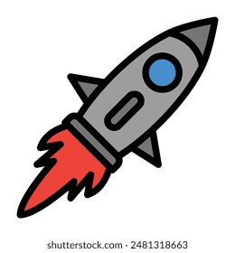 rocket icon color or logo illustration outline black style	