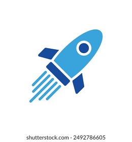 rocket icon color or logo illustration glyph color blue style