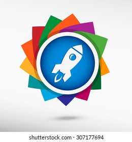 Rocket icon color icon, vector illustration. Flat design style