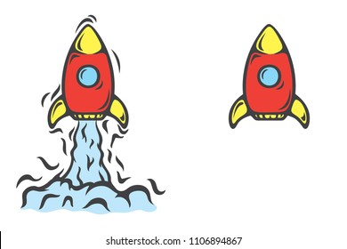 Rocket Icon. Concept logo. Cartoon Vector Illustration. A rocket flying out of beer.