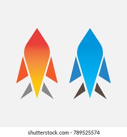 rocket icon concept, orange and blue rocket symbol