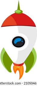 Rocket icon. Cute little space ship in cartoon style