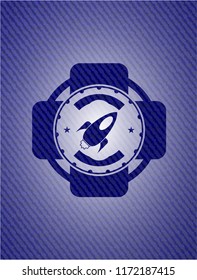 rocket icon with denim texture