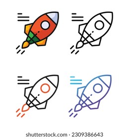 Rocket icon design in four variation color