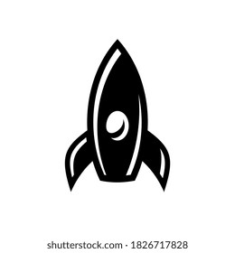 Rocket icon design, space ship silhouette, simple vector illustration