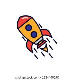 Rocket icon design, Spaceship aircraft start up shuttle technology and travel theme Vector illustration