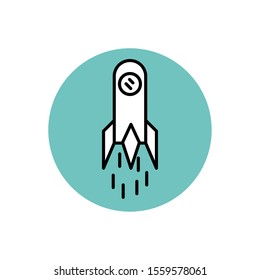 Rocket icon design, Spaceship aircraft start up shuttle technology and travel theme Vector illustration