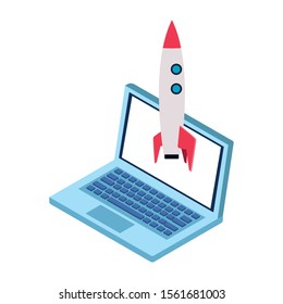 Rocket icon design, Spaceship aircraft start up shuttle technology and travel theme Vector illustration