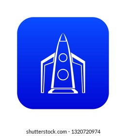 Rocket icon digital blue for any design isolated on white vector illustration