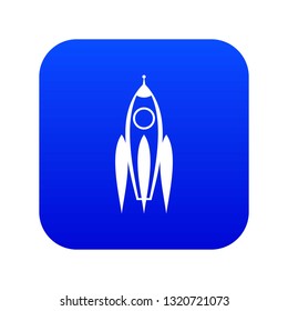 Rocket icon digital blue for any design isolated on white vector illustration