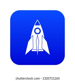 Rocket icon digital blue for any design isolated on white vector illustration