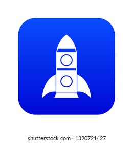 Rocket icon digital blue for any design isolated on white vector illustration