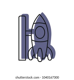 Rocket icon. Doodle illustration of space Rocket vector icon for web and advertising