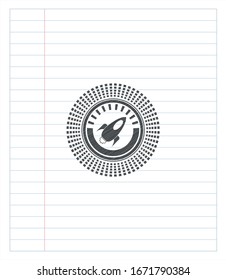 Dibujo de icono del cohete (pinceladas con lápiz).  Ilustración vectorial. Detallado.