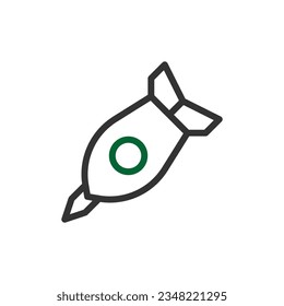 Rocket icon duocolor grey green colour military vector army element and symbol perfect.