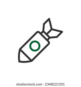 Icono de cohete de color verde verde duocolor elemento militar vector ejército y símbolo perfecto.