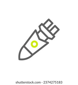 Rocket icon duocolor grey vibrant green colour military vector army element and symbol perfect.