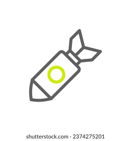 Rocket Icon duocolor graues, lebendiges grünes Militär-Vektorargewehr-Element und Symbol perfekt.