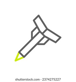 Rocket icon duocolor grey vibrant green colour military vector army element and symbol perfect.