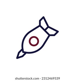 Rocket icon duocolor maroon navy colour military vector army element and symbol perfect.