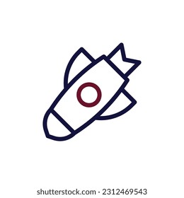 Rocket icon duocolor maroon navy colour military vector army element and symbol perfect.
