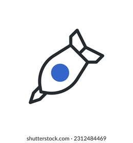 Rocket icon duotone blue grey colour military vector army element and symbol perfect.