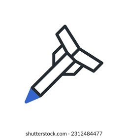 Rocket icon duotone blue grey colour military vector army element and symbol perfect.