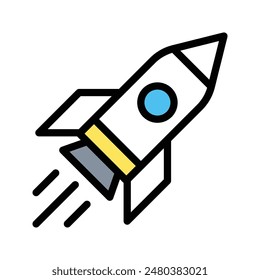 Rocket Icon Dynamic Design in Flat Line Color Style