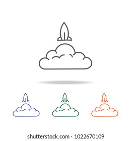 Rocket icon. Element of a space multi colored icon for mobile concept and web apps. Thin line icon for website design and development, app development. Premium icon on white background