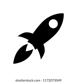 Rocket icon. Rocket filled flat symbol isolated on white background. Simple solid icon. Rocket abstract icon in black. Vector illustration for graphic design, Web, UI, app