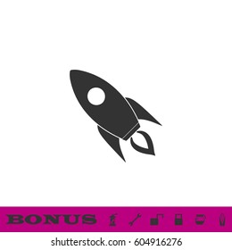Rocket icon flat. Black pictogram on white background. Vector illustration symbol and bonus button