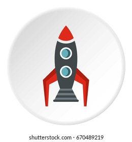 Rocket icon in flat circle isolated vector illustration for web