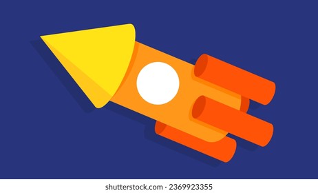 Rocket icon. Flat design style. Vector illustration on blue background.