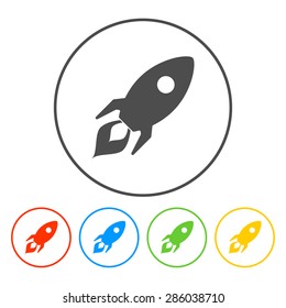Rocket icon. Flat design style eps 10