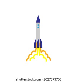 Icono de cohete plano. Ilustración aislada sobre fondo blanco. Símbolo de signo gris del vector