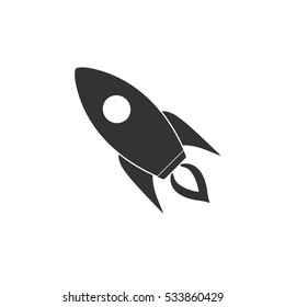 Rocket icon flat. Illustration isolated on white background. Vector grey sign symbol