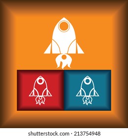 Rocket Icon Flat on Color Button background