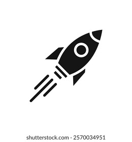 Rocket icon Flat simple outline set