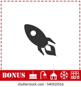 Rocket icon flat. Simple vector symbol and bonus icon