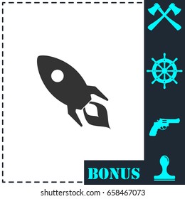 Rocket icon flat. Simple vector symbol and bonus icon