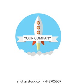 Rocket Icon in flat style. Business Start up launch concept. Flat trendy rocket start up icon for website graphics, mobile apps, web page layout design.