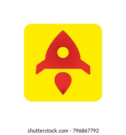 Rocket icon in flat style in circle