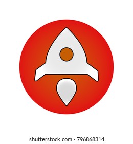 Rocket icon in flat style in circle