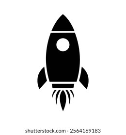 Rocket icon flat style design. Rocket launched icon vector. Startup icon vector. Rocket ship isolated. Vector illustration.