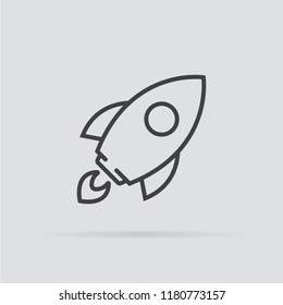 Rocket icon in flat style isolated on grey background. For your design, logo. Vector illustration.
