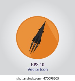 rocket icon flat style with long shadows vector emblem on orange background image logo