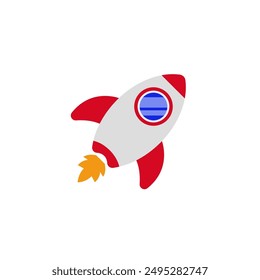 Rocket icon with flat style. Simple rocket vector illustration 
